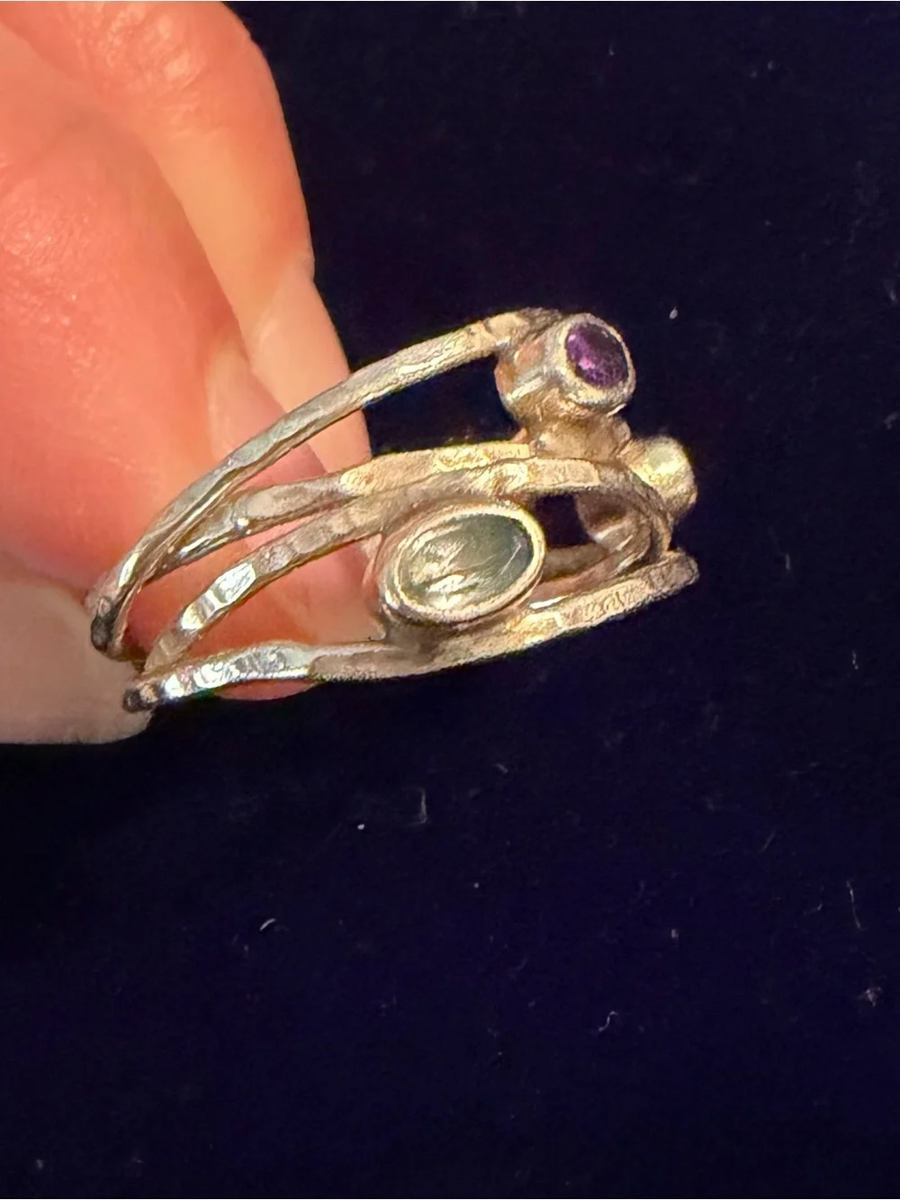 Sterling Multi-Gemstone Wrap Ring - Purple, Blue, Red